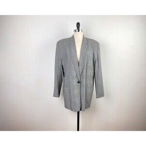 Vintage 90s David N. Black & White Hounds Tooth Check Blazer Large/XL Academia